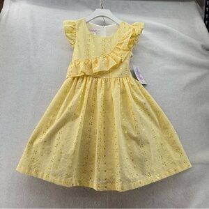 NWT Bonnie Jean Girls Ruffled Eyelet Dress Pale Yellow size 10